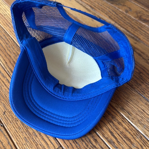 Blue and White Trucker Hat with Gold Trim - Picture 2 of 2